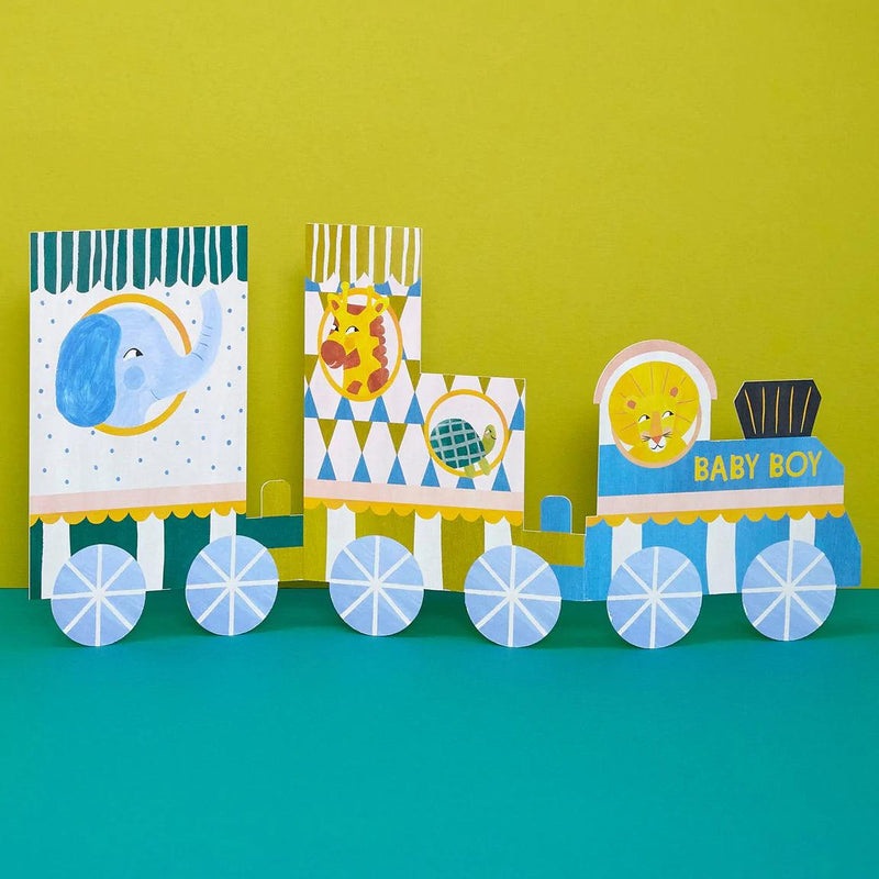 'Baby Boy' Concertina Fold Train Card - SpectrumStore SG