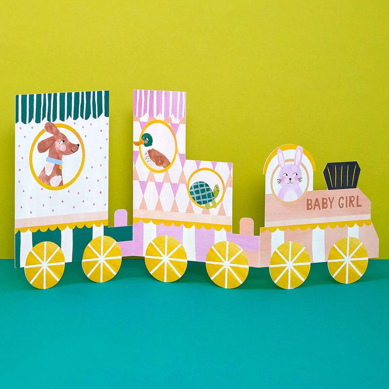 'Baby Girl' Concertina Fold Train Card - SpectrumStore SG