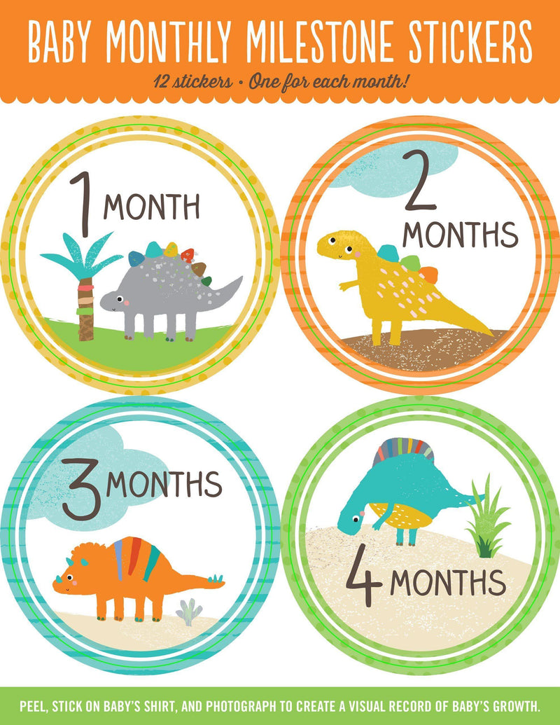 Baby Monthly Milestone Stickers - Dinosaurs - SpectrumStore SG