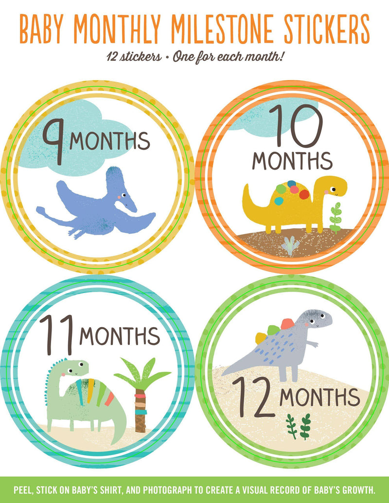 Baby Monthly Milestone Stickers - Dinosaurs - SpectrumStore SG