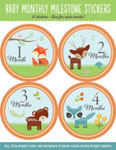Baby Monthly Milestone Stickers - Woodland Friends - SpectrumStore SG