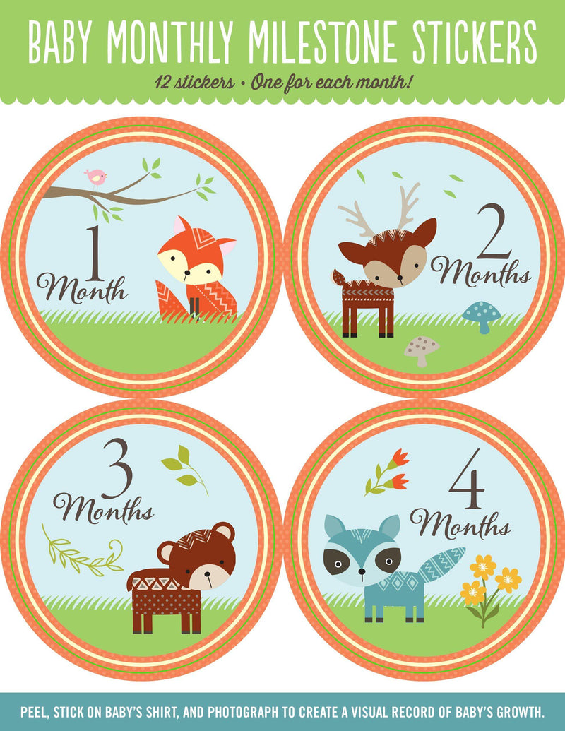 Baby Monthly Milestone Stickers - Woodland Friends - SpectrumStore SG