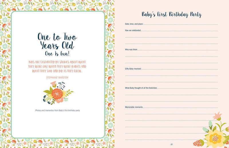 Baby's Book The First 5 Years - Floral - SpectrumStore SG