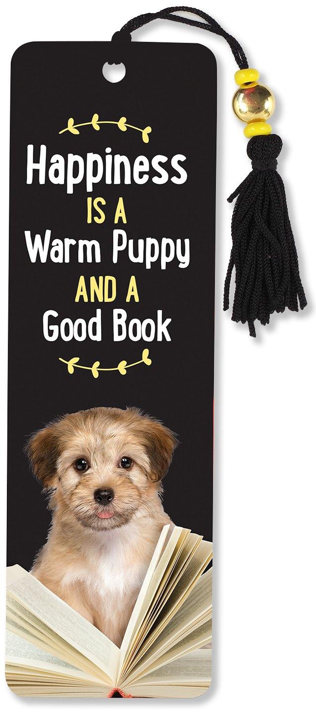 Beaded Bookmark: Happiness Is A Warm Puppy And A Good Book - SpectrumStore SG