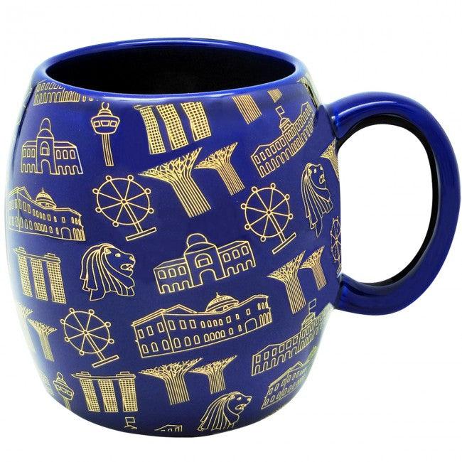 Blue Motif Gold Ceramic Mug - SpectrumStore SG