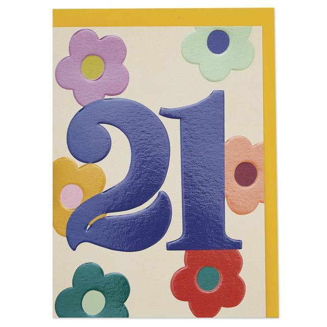 Bold Floral Age 21 Birthday Card - SpectrumStore SG