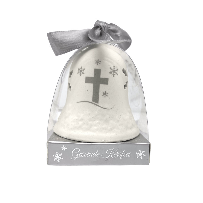 Ceramic Christmas Bell: Motive With Cross - SpectrumStore SG