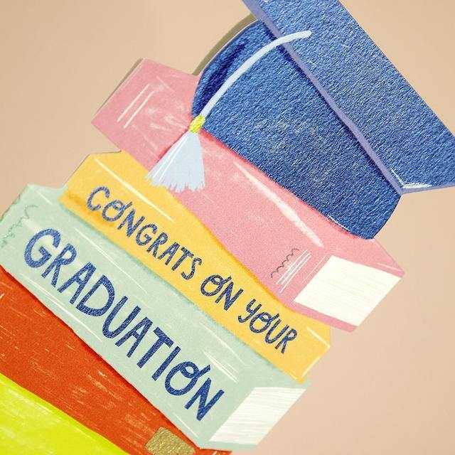 'Congrats on your Graduation' Mortarboard and Books Graduation Card - SpectrumStore SG