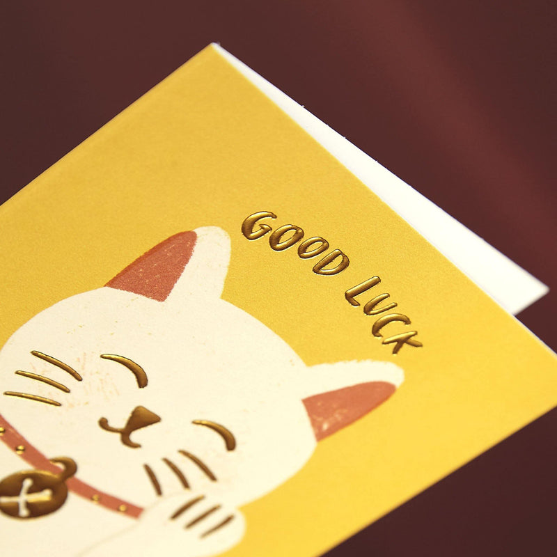 Cute Lucky Cat 'Good Luck' Card - SpectrumStore SG