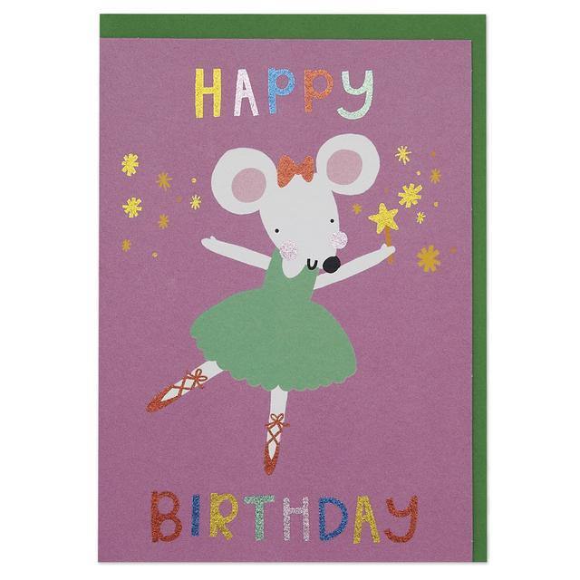 Dazzling Ballerina Mouse Birthday Card - SpectrumStore SG