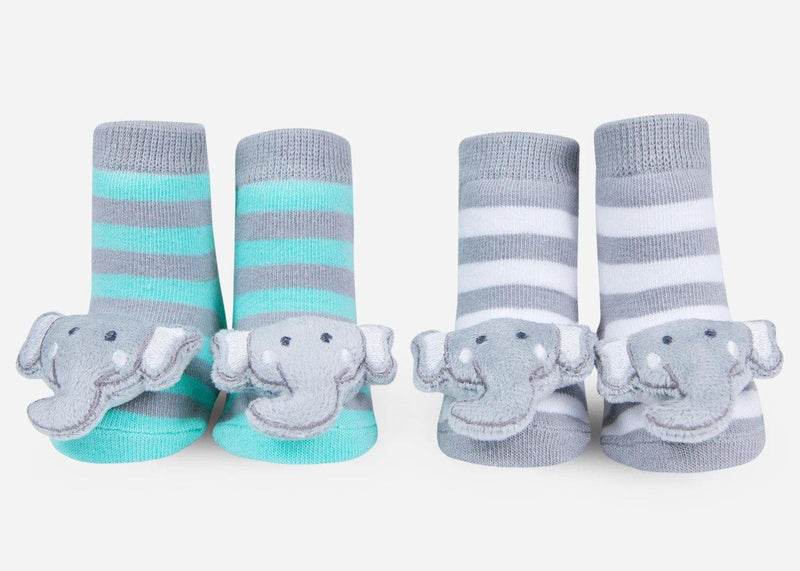 Elephant Rattle Socks (2 Pack/ 0-12 Mo) - SpectrumStore SG