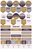 Essentials Weekly Planner Stickers - Black & Gold - SpectrumStore SG