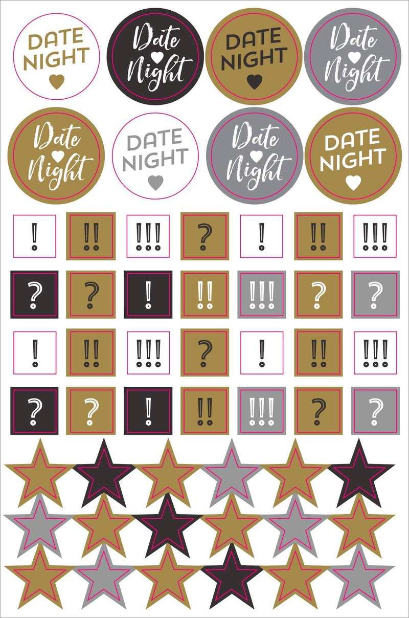 Essentials Weekly Planner Stickers - Black & Gold - SpectrumStore SG
