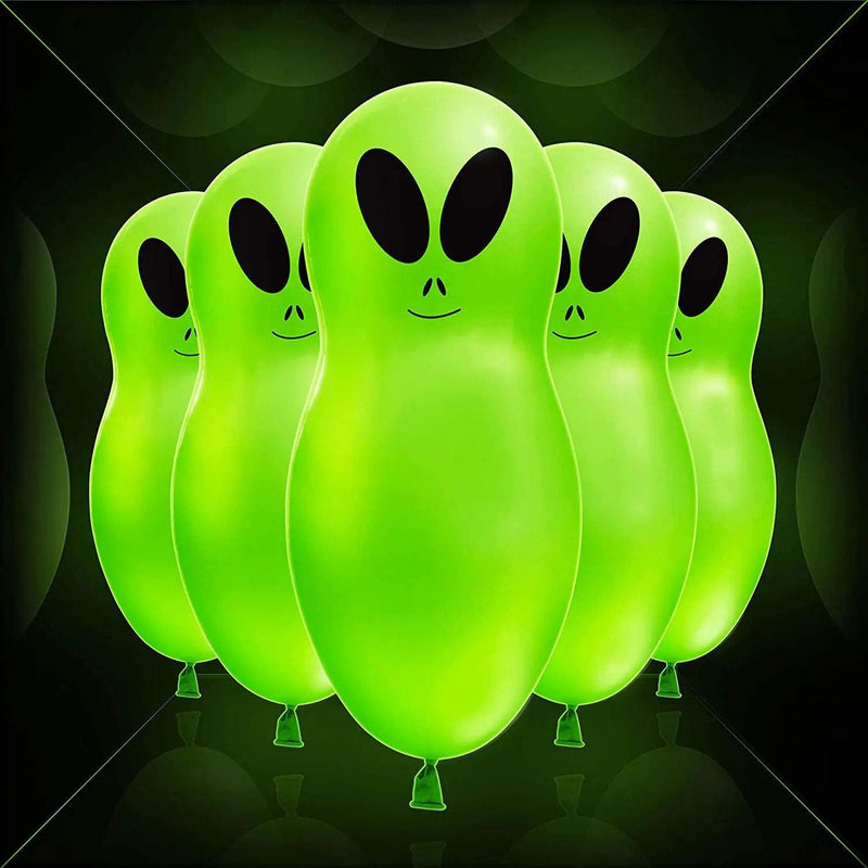 Flashing Alien Light Up Balloons - 5 Pack - SpectrumStore SG