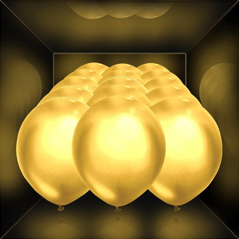 Gold Light Up Balloons - 15 Pack - SpectrumStore SG