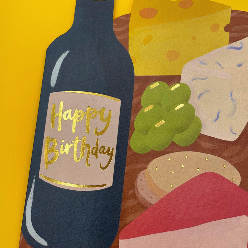 'Happy Birthday' Cheese and Wine Birthday Card - SpectrumStore SG