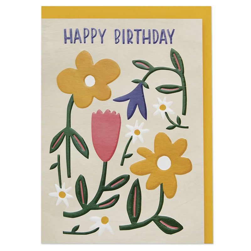 Happy Birthday' Colourful Meadow Flowers Luxury Birthday Card - SpectrumStore SG