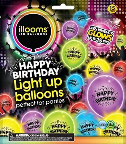 Happy Birthday Light Up Balloons - 15 Pack - SpectrumStore SG