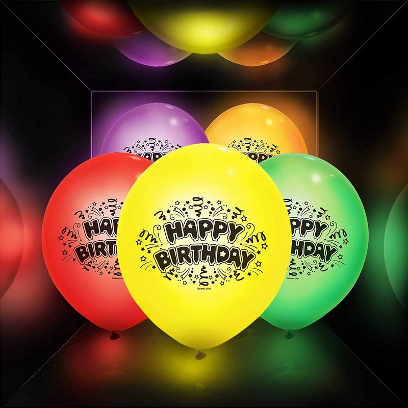 Happy Birthday Light Up Balloons - 5 Pack - SpectrumStore SG