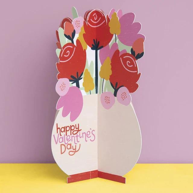 ‘Happy Valentine’s Day' Roses Bouquet 3D fold-out Valentine’s Day card - SpectrumStore SG