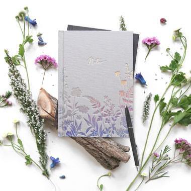 Hardcover Notebook A5 Light Grey Wildflowers Notebook - SpectrumStore SG
