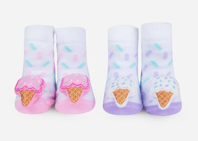Ice Cream Rattle Socks (2 Pack/ 0-12 Mo) - SpectrumStore SG
