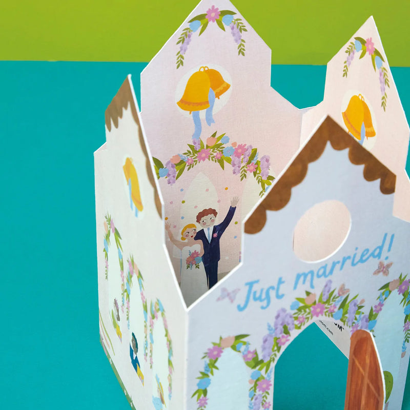 'Just Married' 3D Fold Out Church Wedding Card - SpectrumStore SG