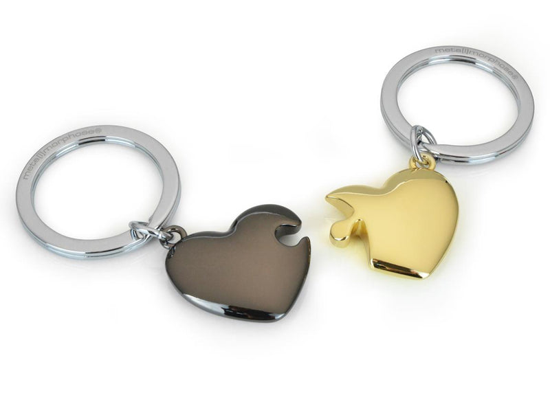 Keyring Puzzle Heart Gold & Dark Grey - SpectrumStore SG