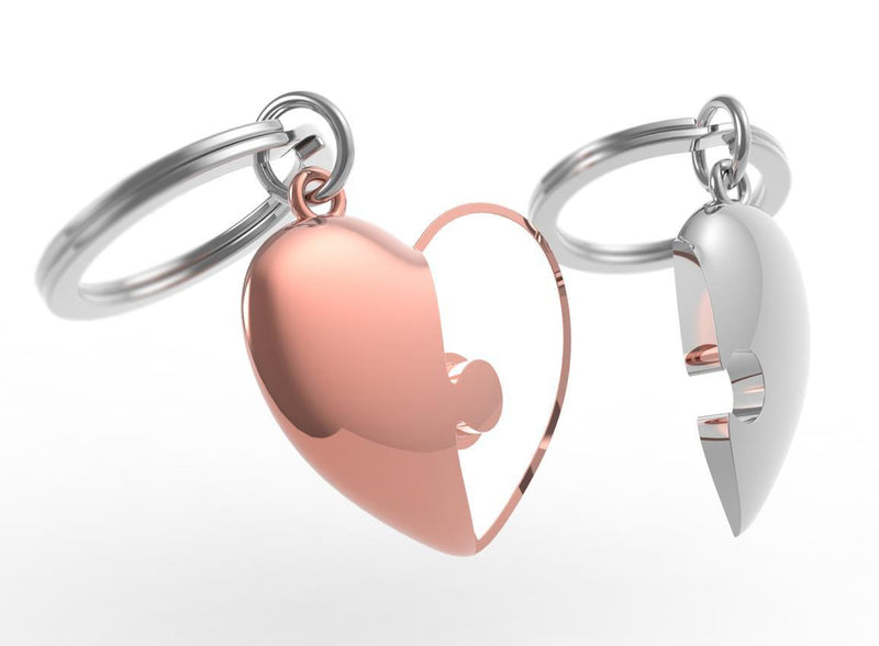 Keyring Puzzle Heart Rose Gold & Silver - SpectrumStore SG
