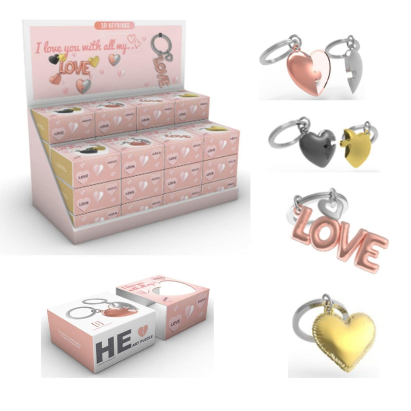 Keyring Puzzle Heart Rose Gold & Silver - SpectrumStore SG