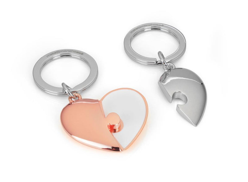 Keyring Puzzle Heart Rose Gold & Silver - SpectrumStore SG