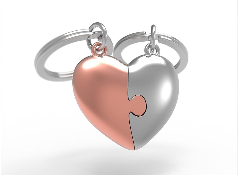 Keyring Puzzle Heart Rose Gold & Silver - SpectrumStore SG