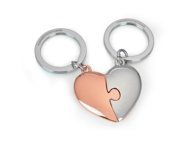 Keyring Puzzle Heart Rose Gold & Silver - SpectrumStore SG