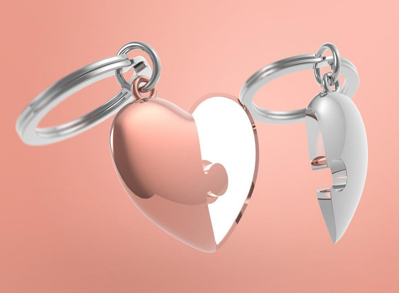 Keyring Puzzle Heart Rose Gold & Silver - SpectrumStore SG