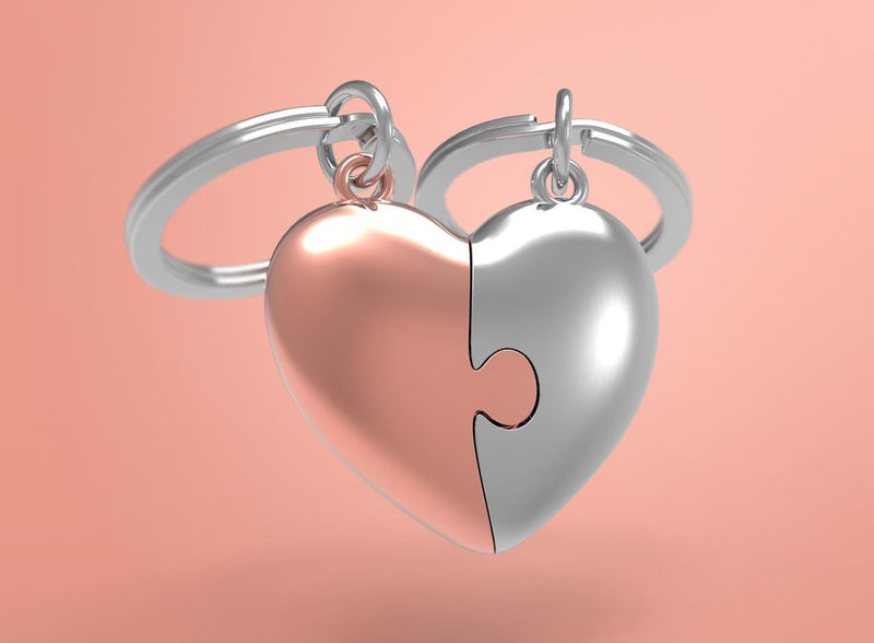 Keyring Puzzle Heart Rose Gold & Silver - SpectrumStore SG