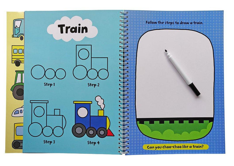 Learn to Draw Things That Go - Wipe Clean Book - SpectrumStore SG