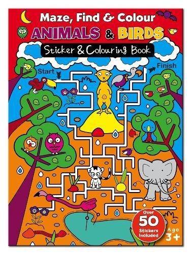 Maze Find and Colour Book - Animals & Birds - SpectrumStore SG