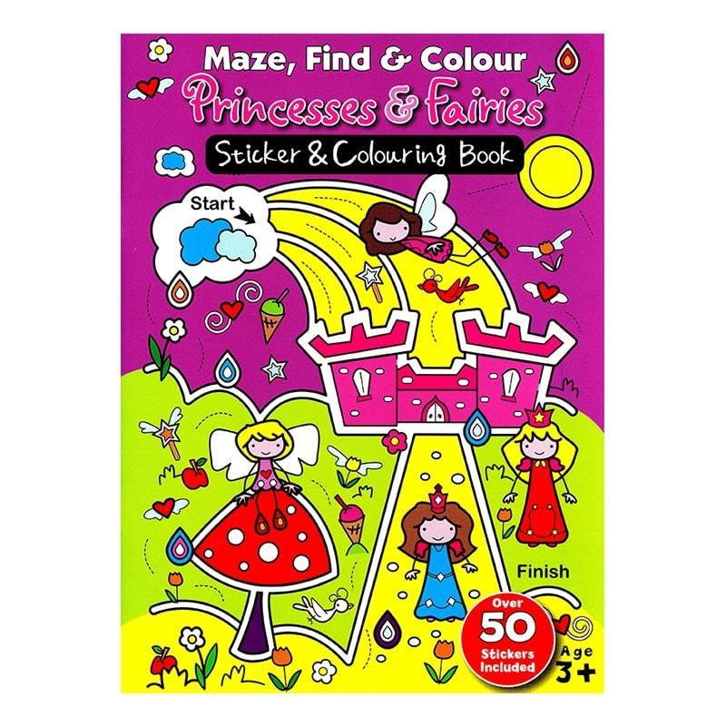 Maze Find and Colour Book - Princess & Fairies - SpectrumStore SG