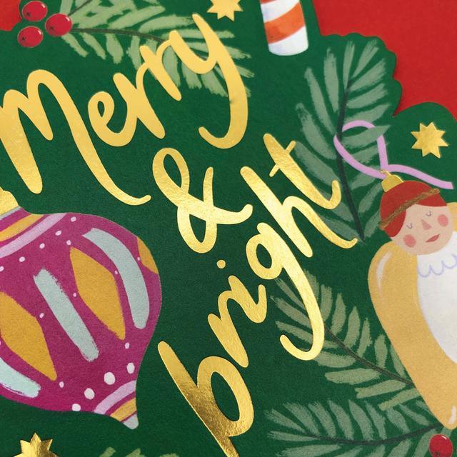 ‘Merry & Bright’ Christmas Tree Decorations Card - SpectrumStore SG