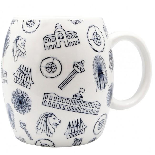 Motif Navy Blue Ceramic Mug - SpectrumStore SG