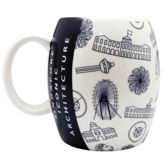 Motif Navy Blue Ceramic Mug - SpectrumStore SG