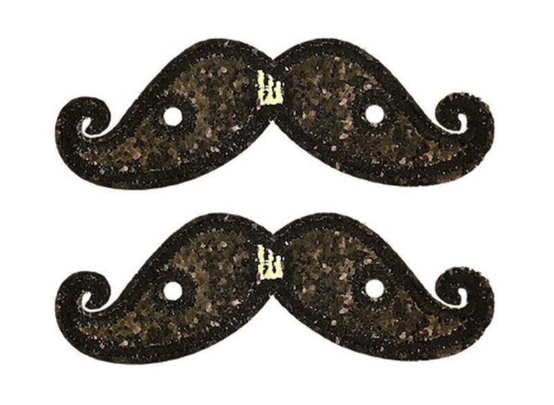 Mulholland Clip-on Mustache: Black Sparkle - SpectrumStore SG