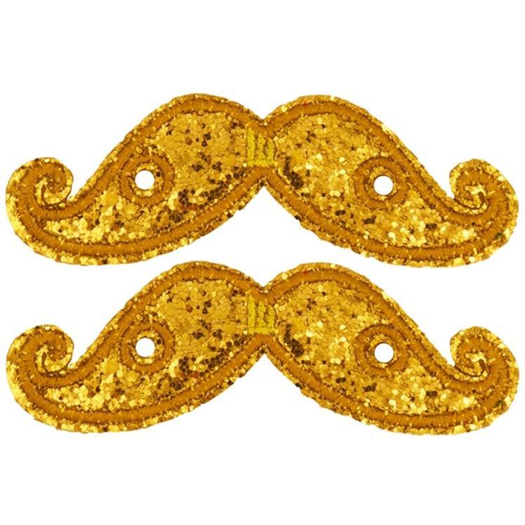 Mulholland Clip-on Mustache: Gold Sparkle - SpectrumStore SG