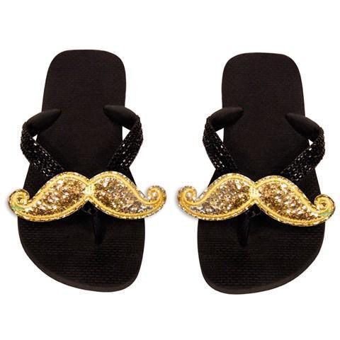 Mulholland Clip-on Mustache: Gold Sparkle - SpectrumStore SG