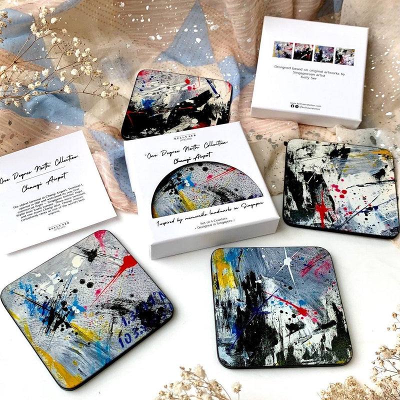 One Degree North: Changi Airport Coasters (Set Of 4) - SpectrumStore SG