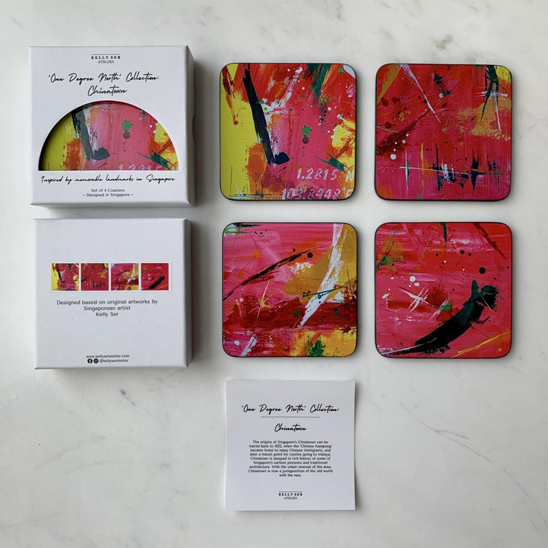 One Degree North: Chinatown Coasters (Set Of 4) - SpectrumStore SG