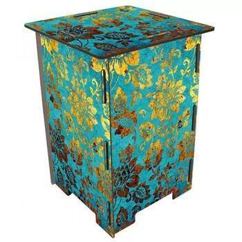 Photo Stool: Blue & Gold Flowers - SpectrumStore SG