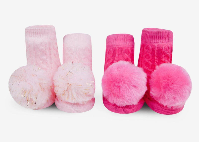 Pom Pom Rattle Socks Pink(2 Pack/ 0-12 Mo) - SpectrumStore SG