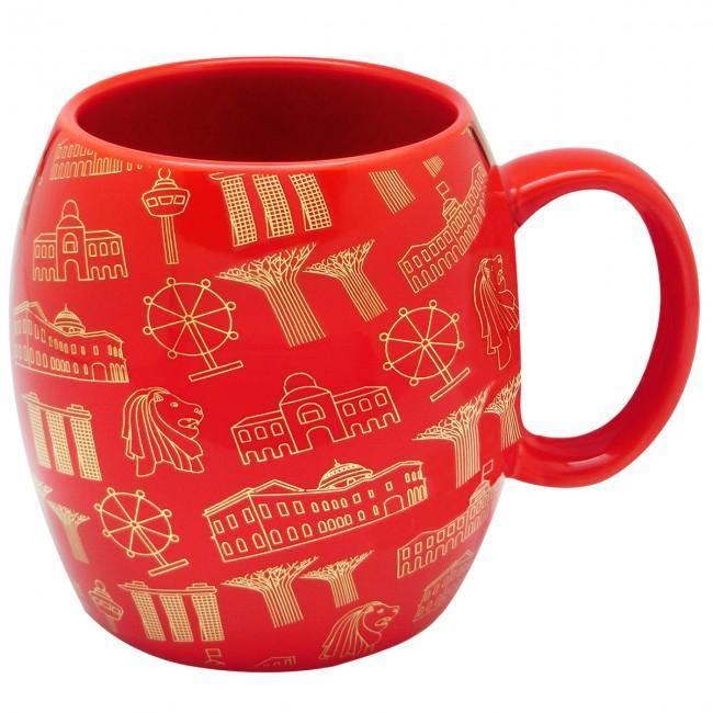 Red Motif Gold Ceramic Mug - SpectrumStore SG