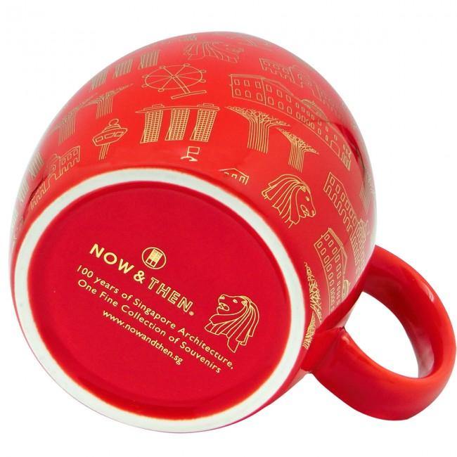 Red Motif Gold Ceramic Mug - SpectrumStore SG